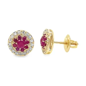 Ruby Halo Stud Earrings