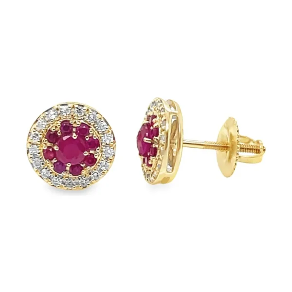 Ruby Halo Stud Earrings