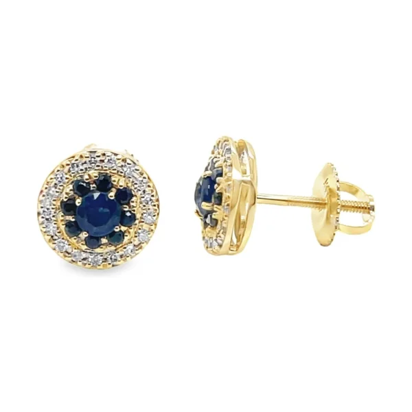 Sapphire Halo Stud Earrings