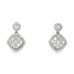 Diamond Cushion Drop Earrings
