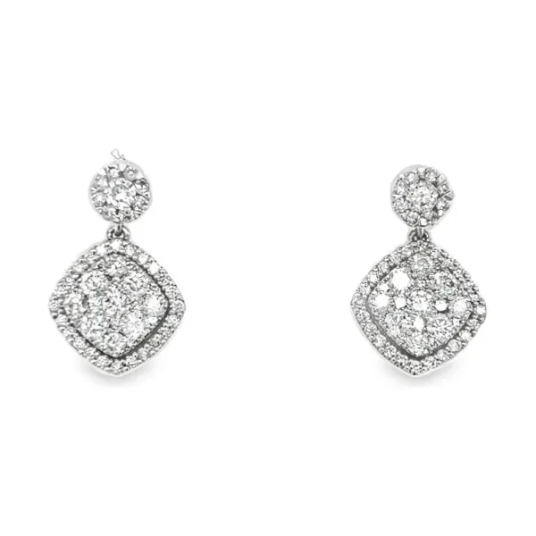 Diamond Cushion Drop Earrings