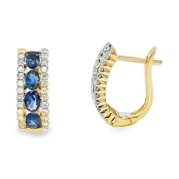 Sapphire Diamond Huggie Earrings