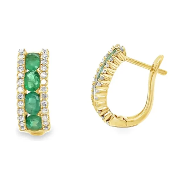 Emerald Diamond Hoop Earrings