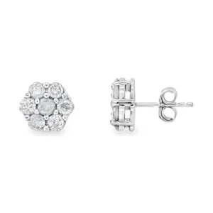 Diamond Cluster Stud Earrings