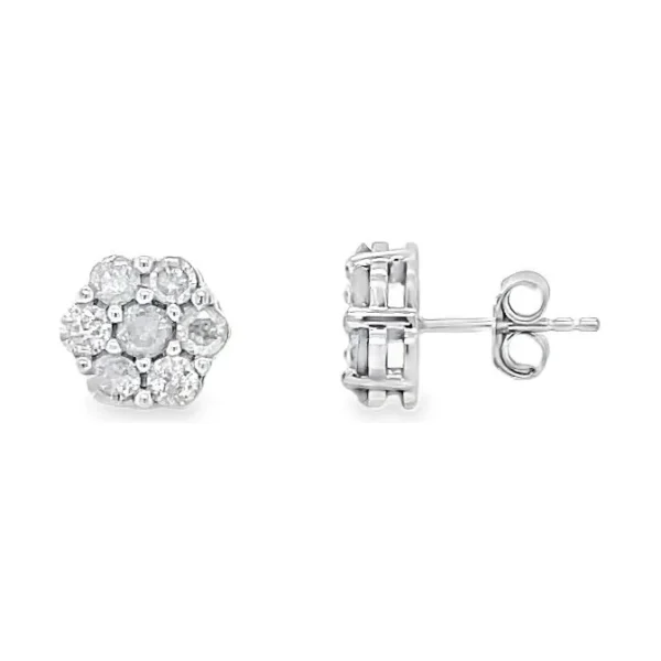 Diamond Cluster Stud Earrings