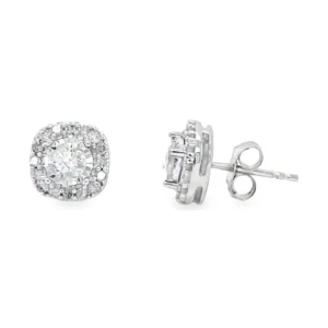 Cushion Halo Diamond Earrings