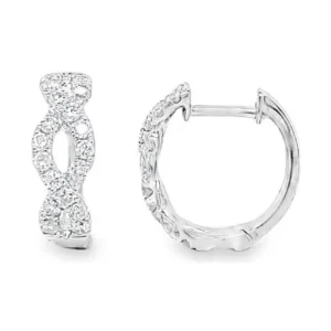 Twisted Diamond Huggie Earrings
