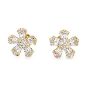 Floral Diamond Stud Earrings