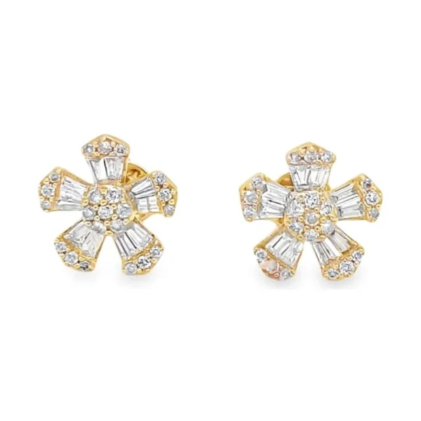 Floral Diamond Stud Earrings