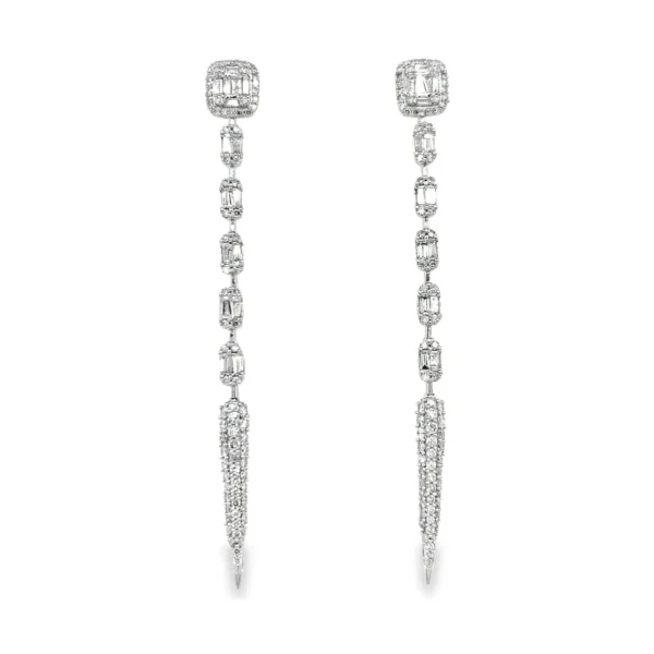 Diamond Linear Dangle Earrings