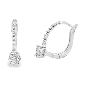 Beaded Diamond Huggie Earrings