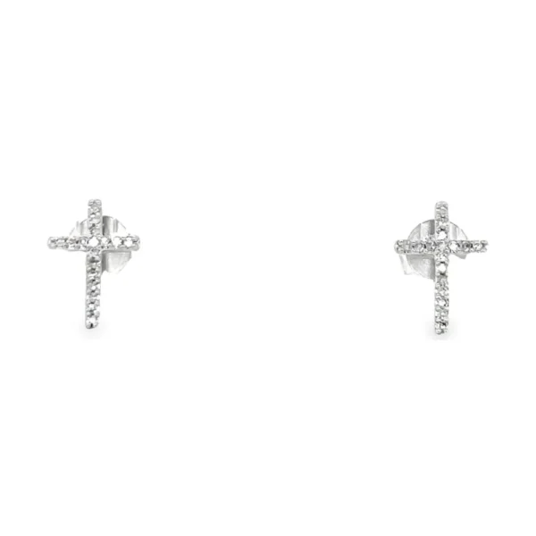 Diamond Cross Stud Earrings