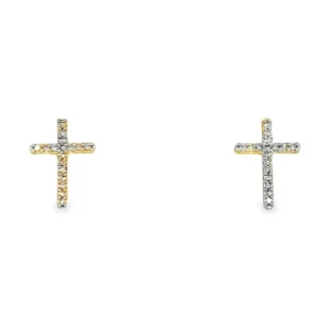 Diamond Cross Stud Earrings