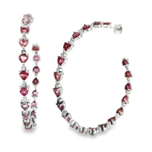 Heart Gemstone Hoop Earrings