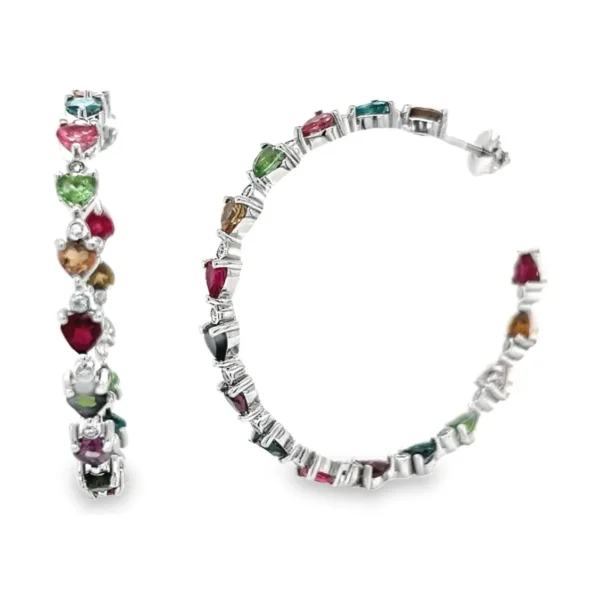 Multicolor Tourmaline Hoop Earrings