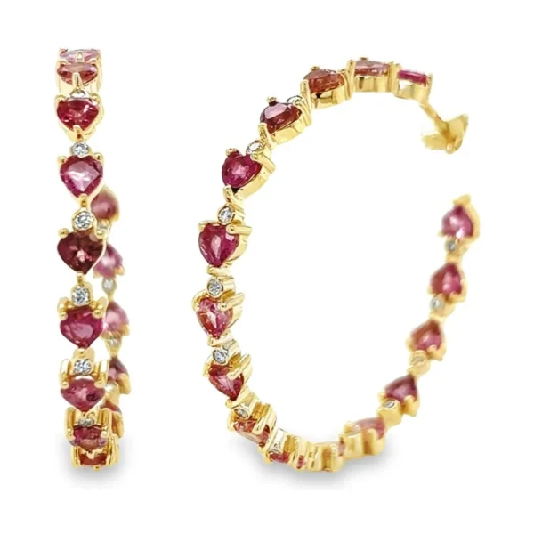 Heart Tourmaline Hoop Earrings