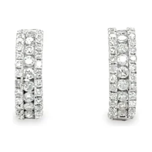 Three Row Diamond Huggie Earrings