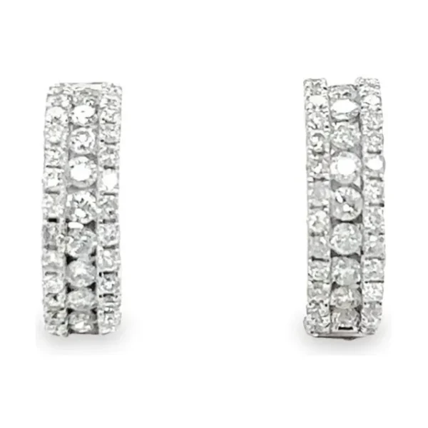 Three Row Diamond Huggie Earrings