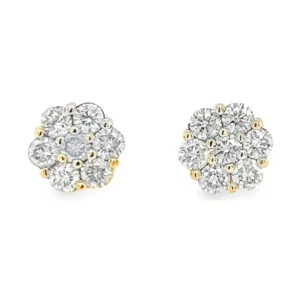 Diamond Cluster Stud Earrings