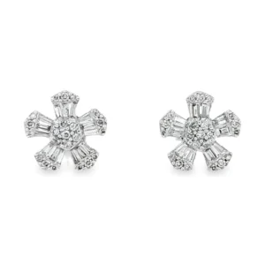 Floral Diamond Stud Earrings