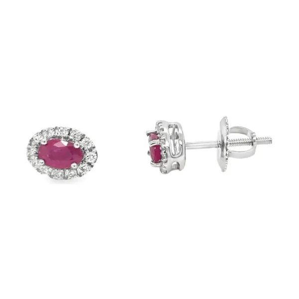 Oval Gemstone Halo Earrings