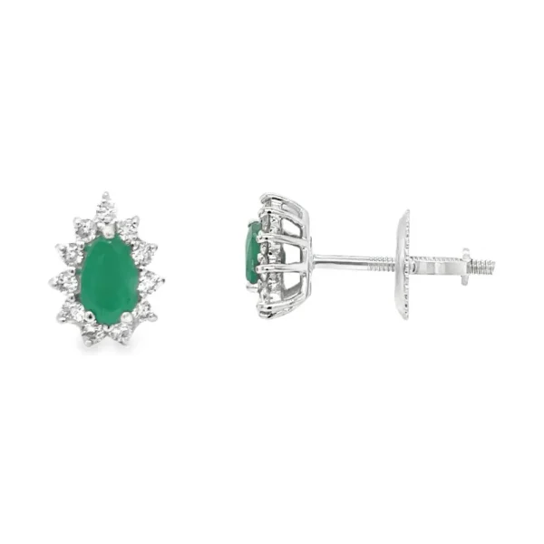 Pear Emerald Halo Earrings
