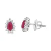 Pear Ruby Halo Earrings