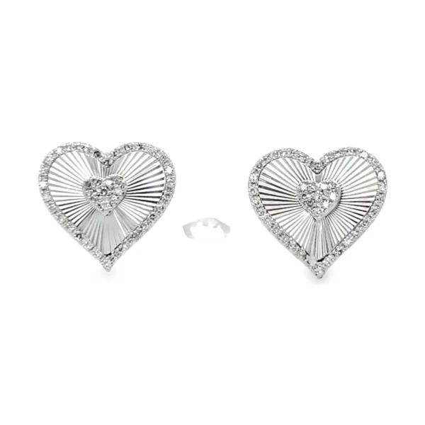 Heart Diamond Stud Earrings