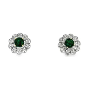 Emerald Halo Stud Earrings