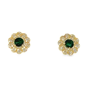 Emerald Diamond Halo Earrings