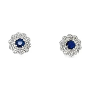 Sapphire Diamond Halo Earrings