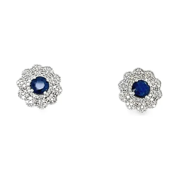 Sapphire Diamond Halo Earrings