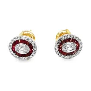 Ruby Halo Stud Earrings