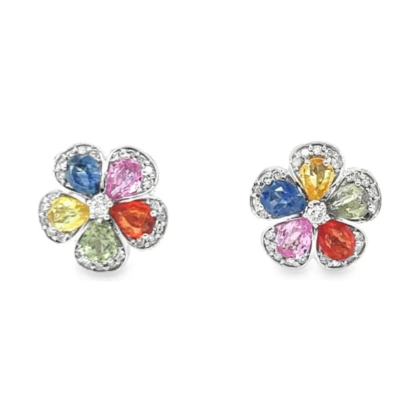 Floral Gemstone Stud Earrings