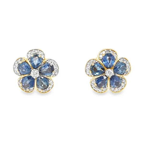 Floral Sapphire Diamond Earrings