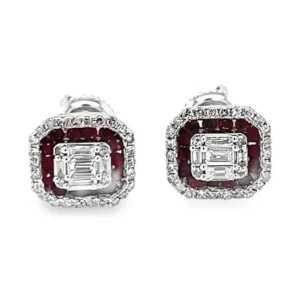 Ruby Halo Stud Earrings
