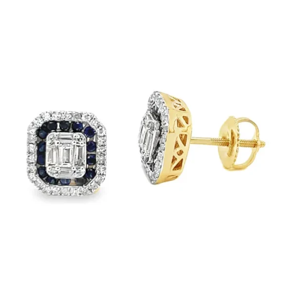 Sapphire Diamond Halo Earrings