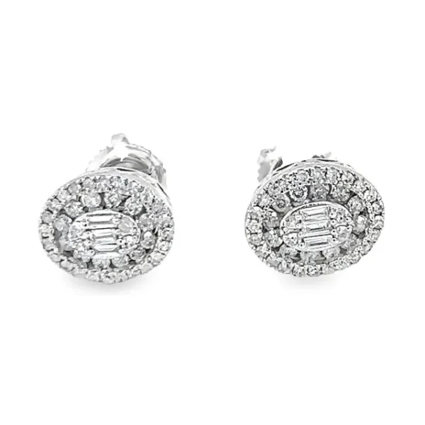 Oval Halo Stud Earrings