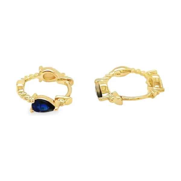Pear Sapphire Huggie Earrings