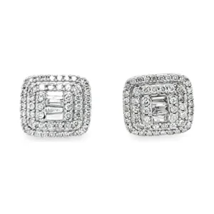 Square Diamond Halo Earrings