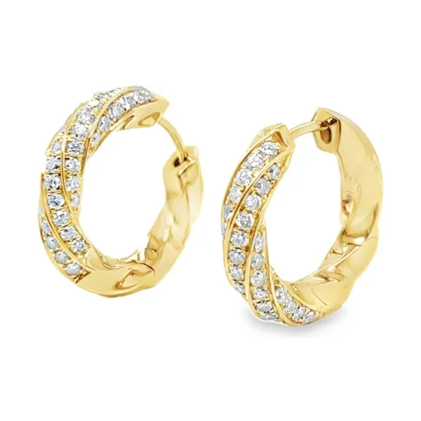 Twisted Diamond Hoop Earrings