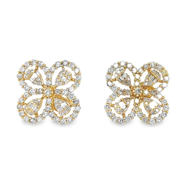 Floral Diamond Stud Earrings