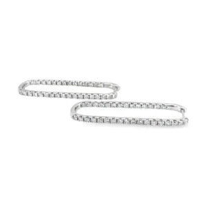 Rectangular Diamond Hoop Earrings