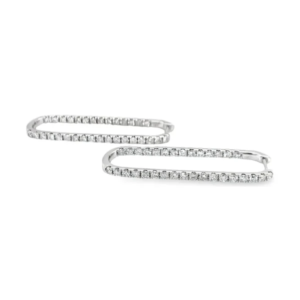 Rectangular Diamond Hoop Earrings