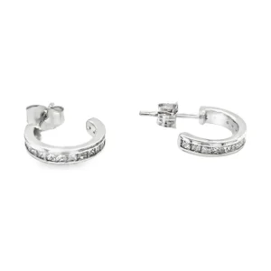 Channel Diamond Hoop Earrings