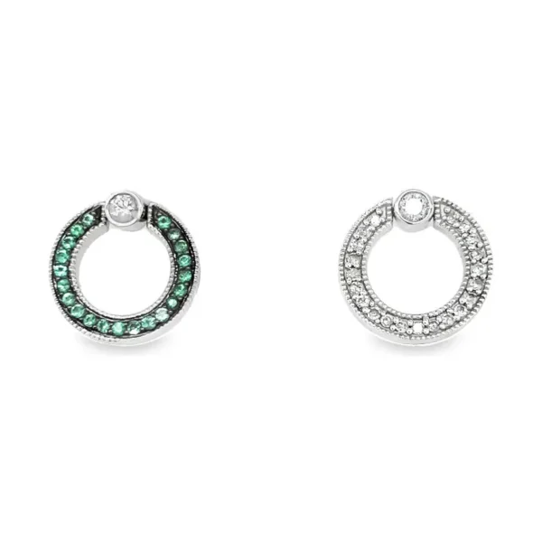 Circle Gemstone Stud Earrings