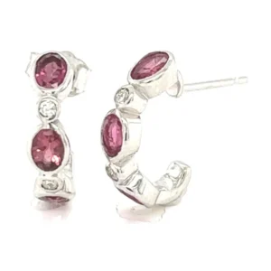 Tourmaline Diamond Hoop Earrings