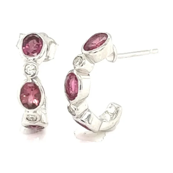 Tourmaline Diamond Hoop Earrings