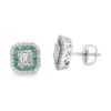 Emerald Cut Halo Earrings