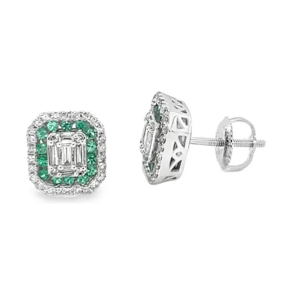 Emerald Cut Halo Earrings